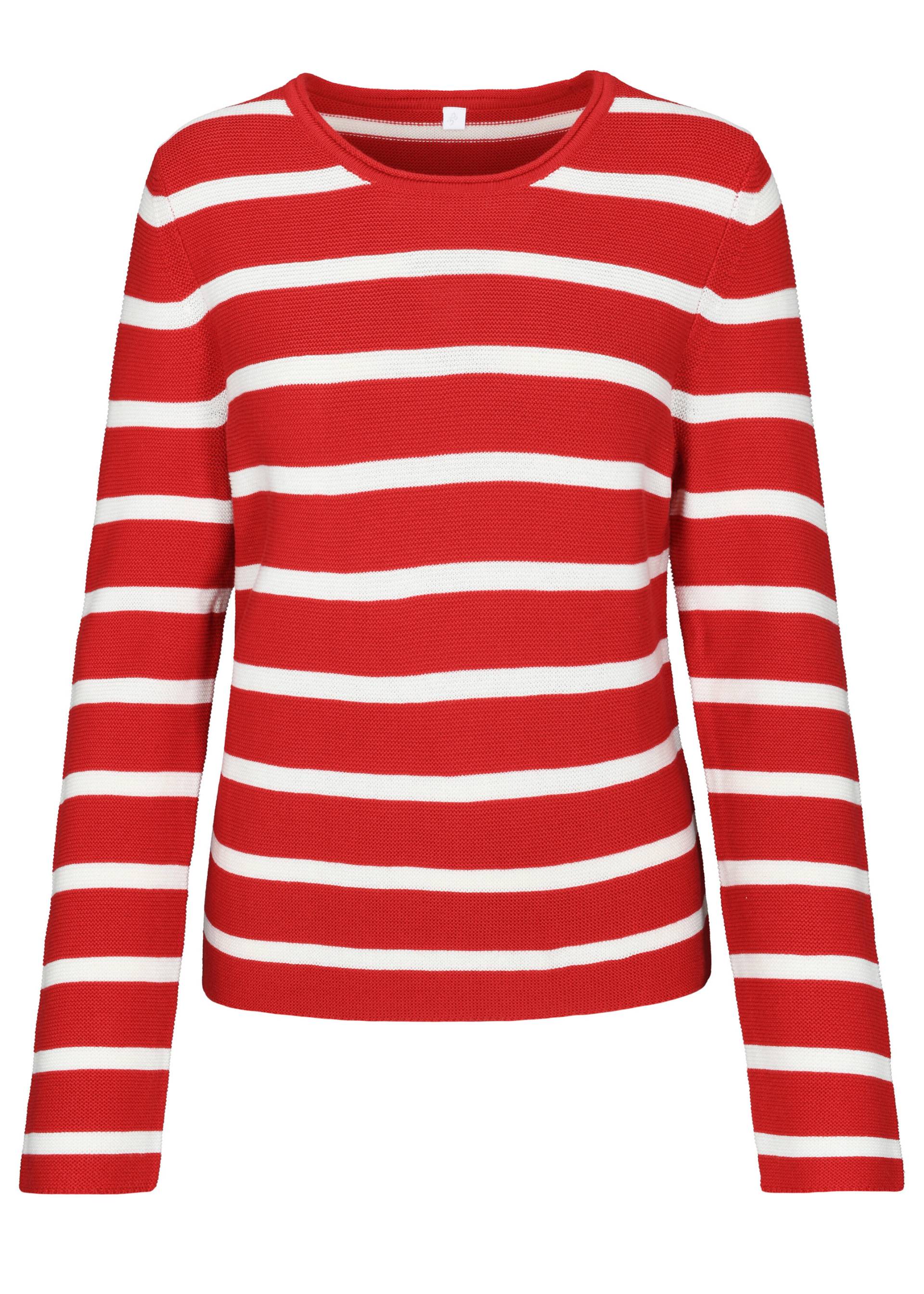 CLARINA - NOS Rdh.-Pullover, Streifen 400 rot-offwhite - Gr. - 44 von CLARINA