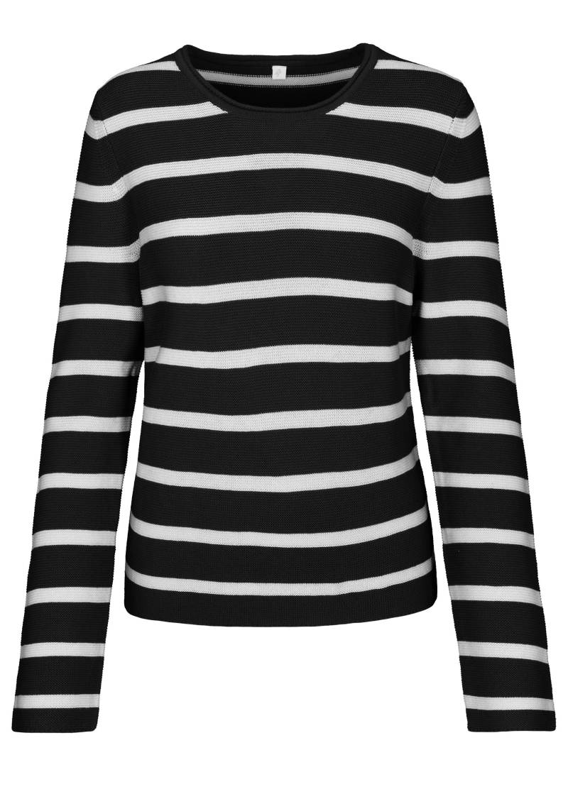 CLARINA - NOS Rdh.-Pullover, Streifen 900 schwarz-offwhite - Gr. - 36 von CLARINA