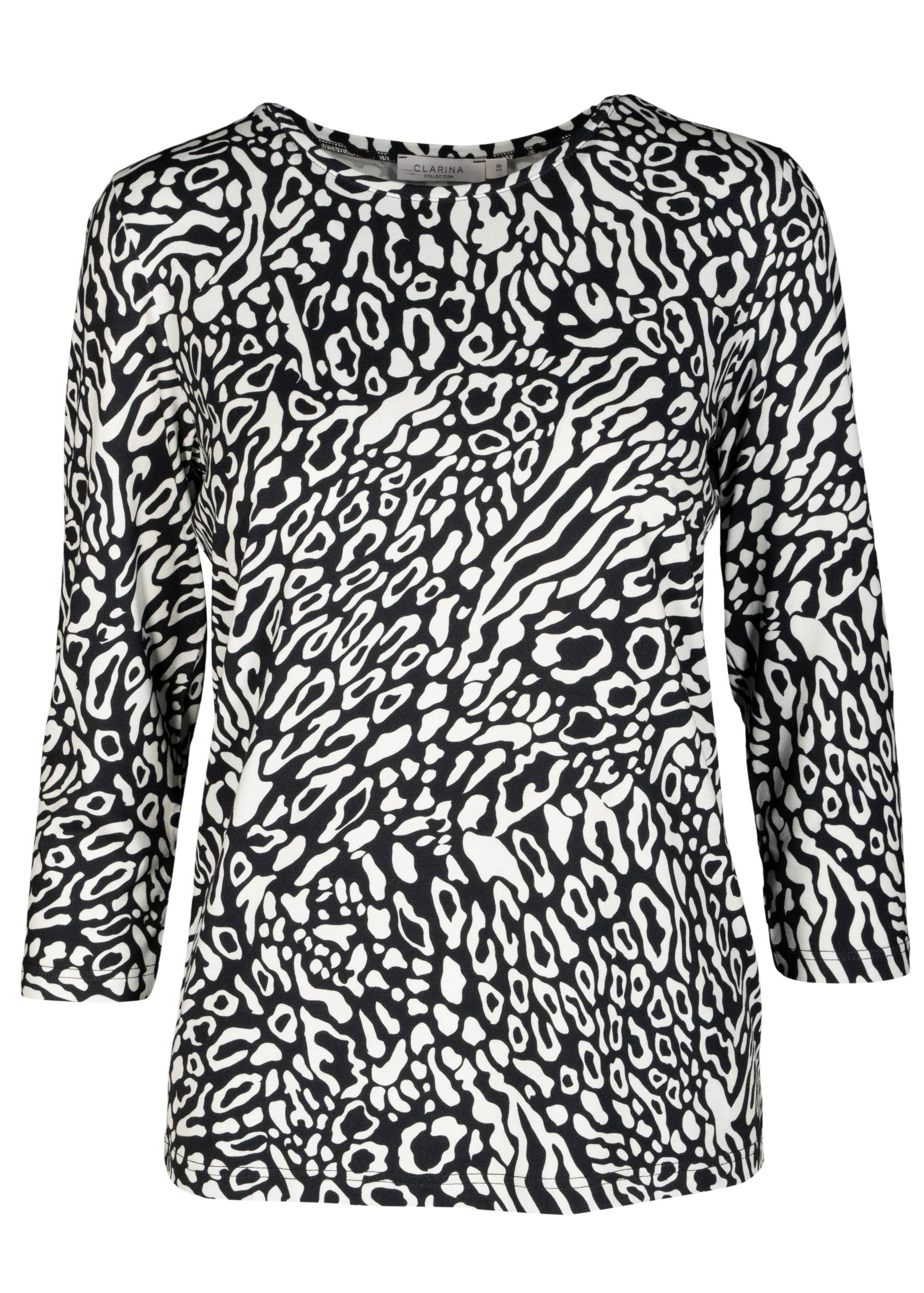 CLARINA - NOS Rdh.-Shirt, 3/4 Arm,Druck 100 offwhite-schwarz - Gr. - 40 von CLARINA