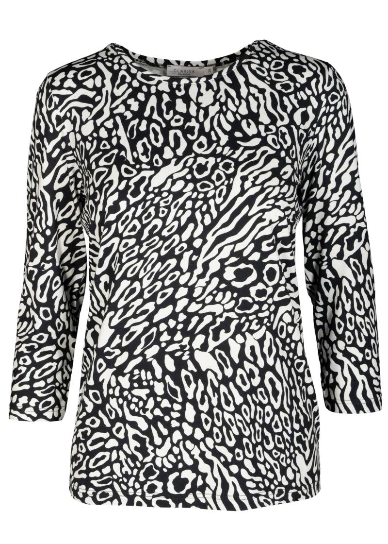 CLARINA - NOS Rdh.-Shirt, 3/4 Arm,Druck 100 offwhite-schwarz - Gr. - 40 von CLARINA