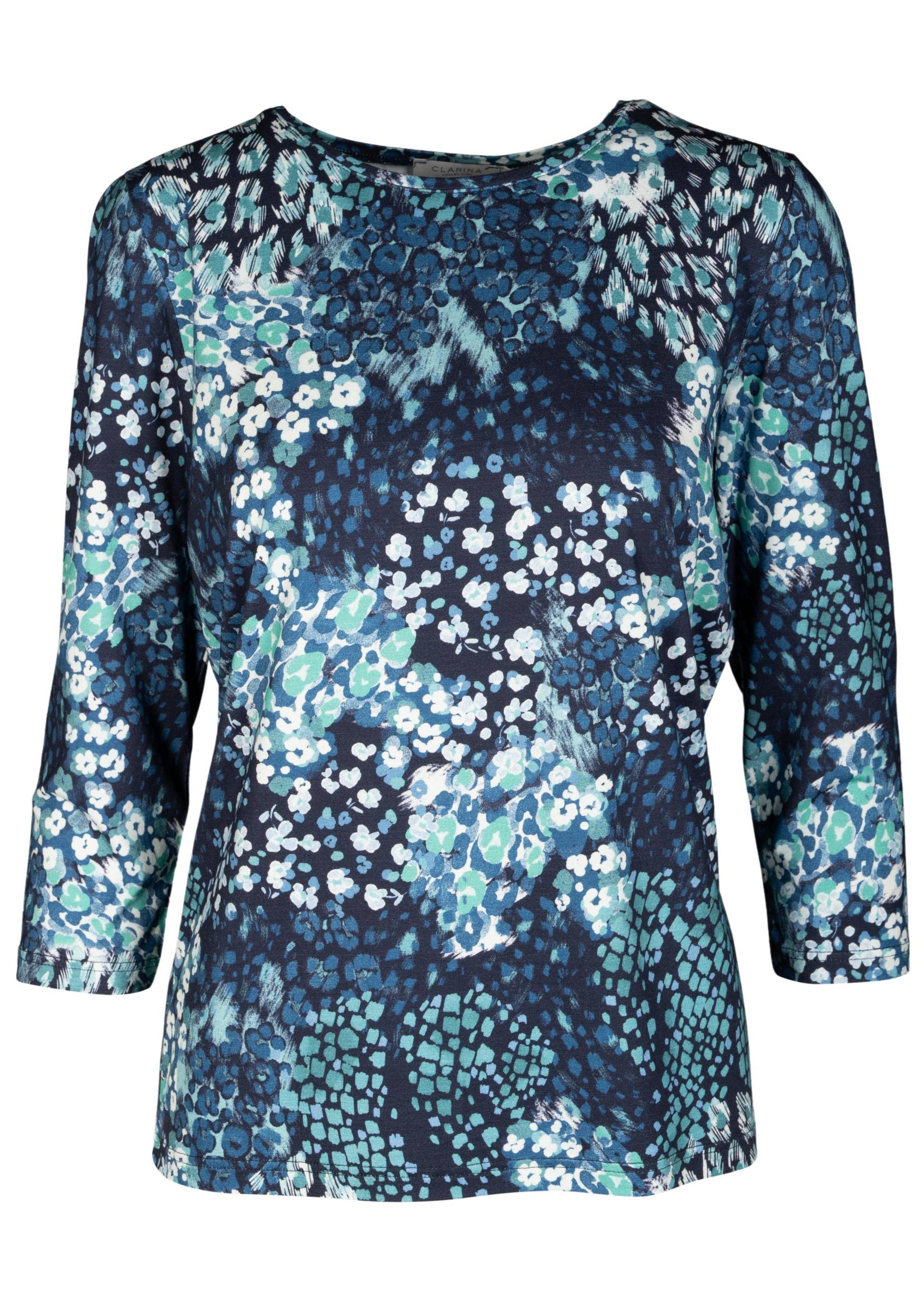 CLARINA - NOS Rdh.-Shirt, 3/4 Arm,Druck 604 himmelblau combo - Gr. - 38 von CLARINA