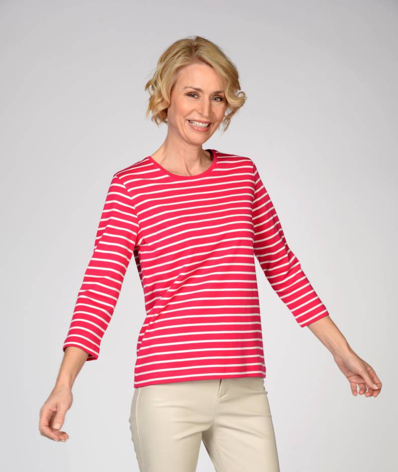 CLARINA - NOS Rdh.-Shirt,3/4 Arm, Ringel 410 magenta-offwhite - Gr. - 42 von CLARINA