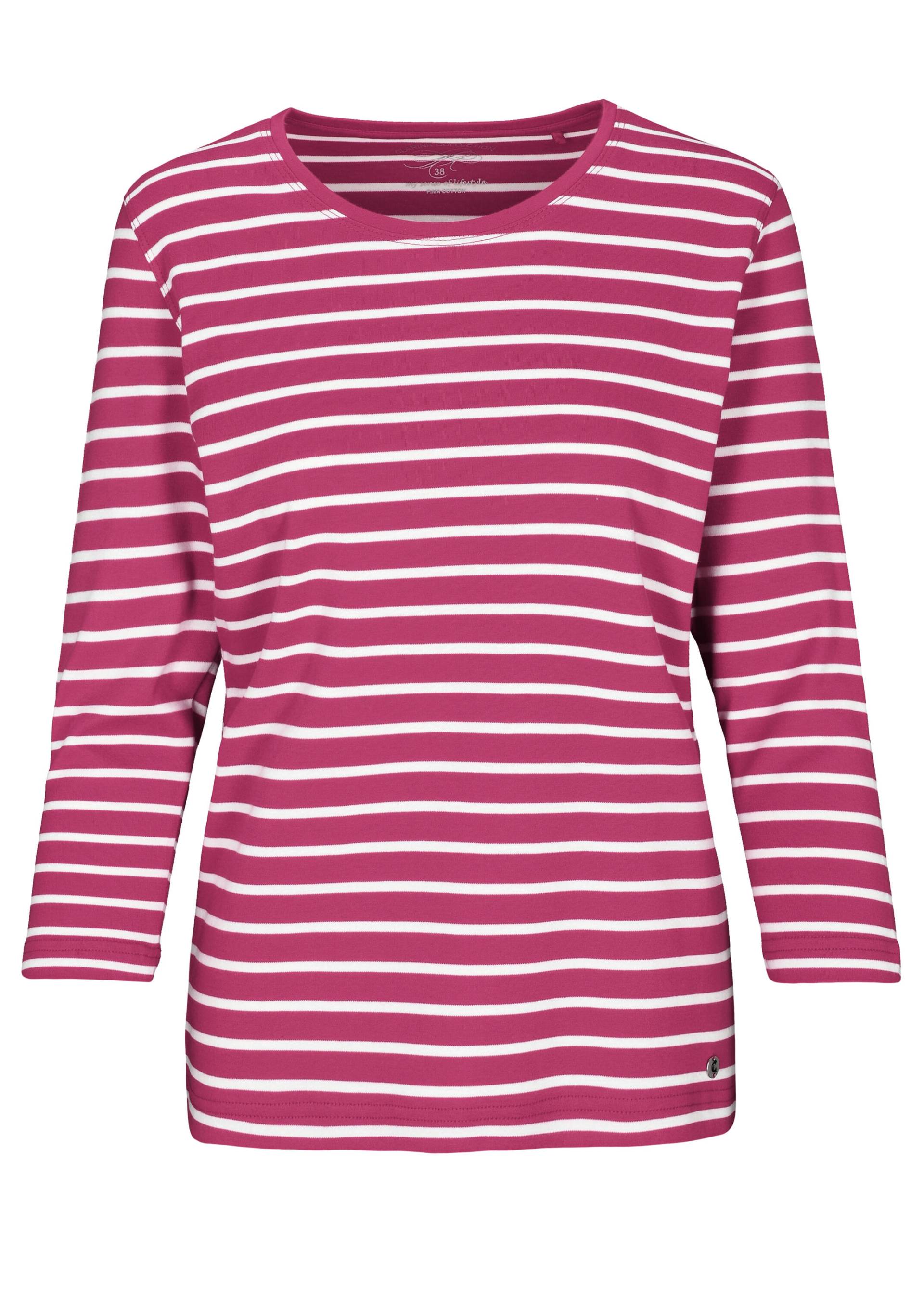 CLARINA - NOS Rdh.-Shirt,3/4 Arm, Ringel 444 beere-offwhite - Gr. - 36 von CLARINA