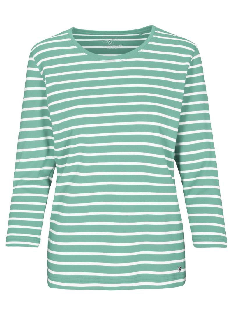 CLARINA - NOS Rdh.-Shirt,3/4 Arm, Ringel 545 ozean gruen-offw - Gr. - 44 von CLARINA