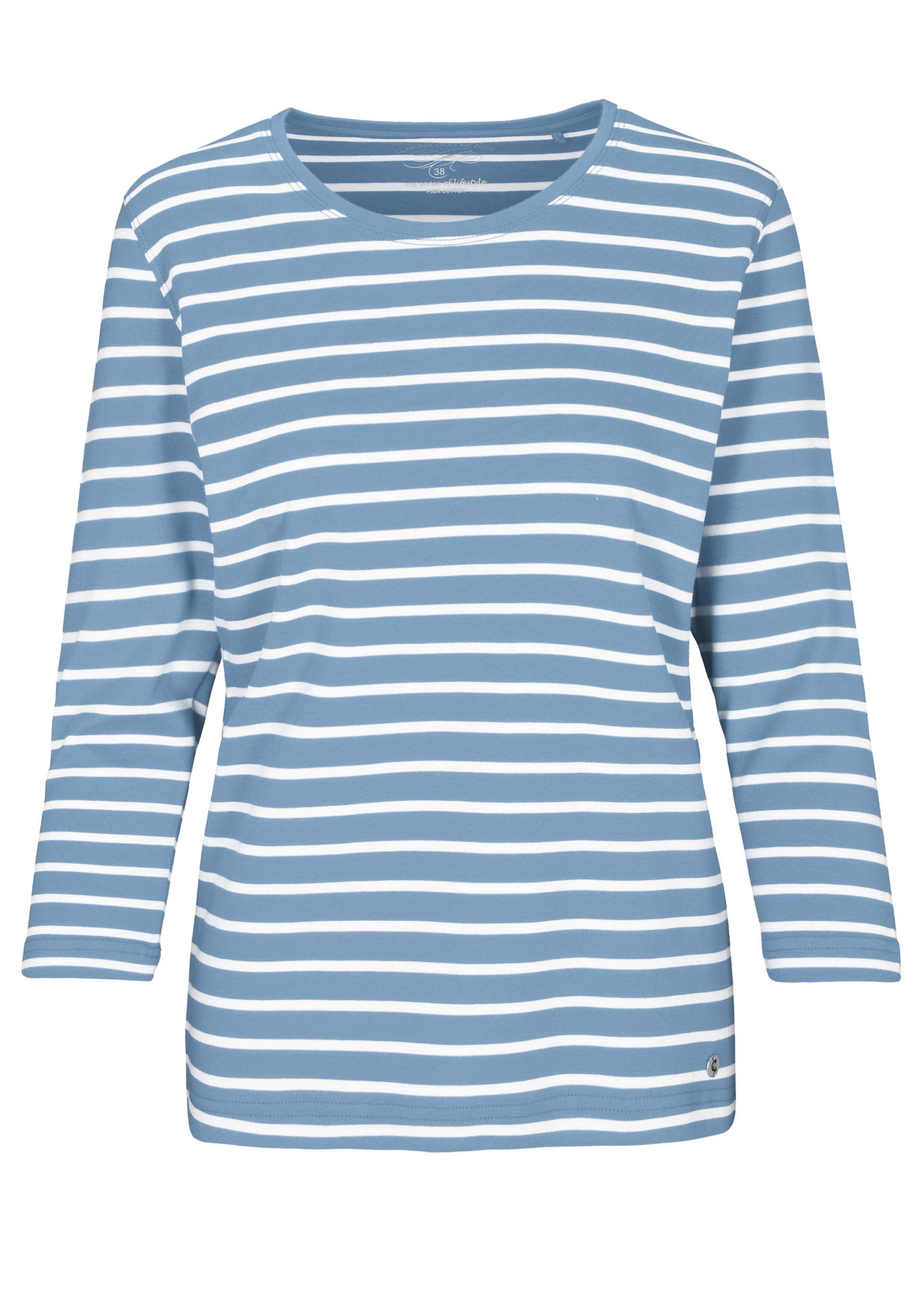 CLARINA - NOS Rdh.-Shirt,3/4 Arm, Ringel 616 jeans-offwhite - Gr. - 38 von CLARINA