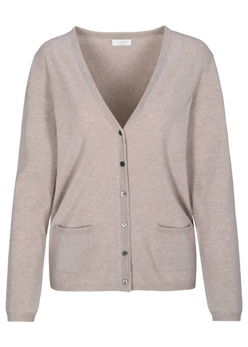 CLARINA - NOS V-Cardigan, 1/1 Arm, uni 202 sand mel. - Gr. - 38 von CLARINA