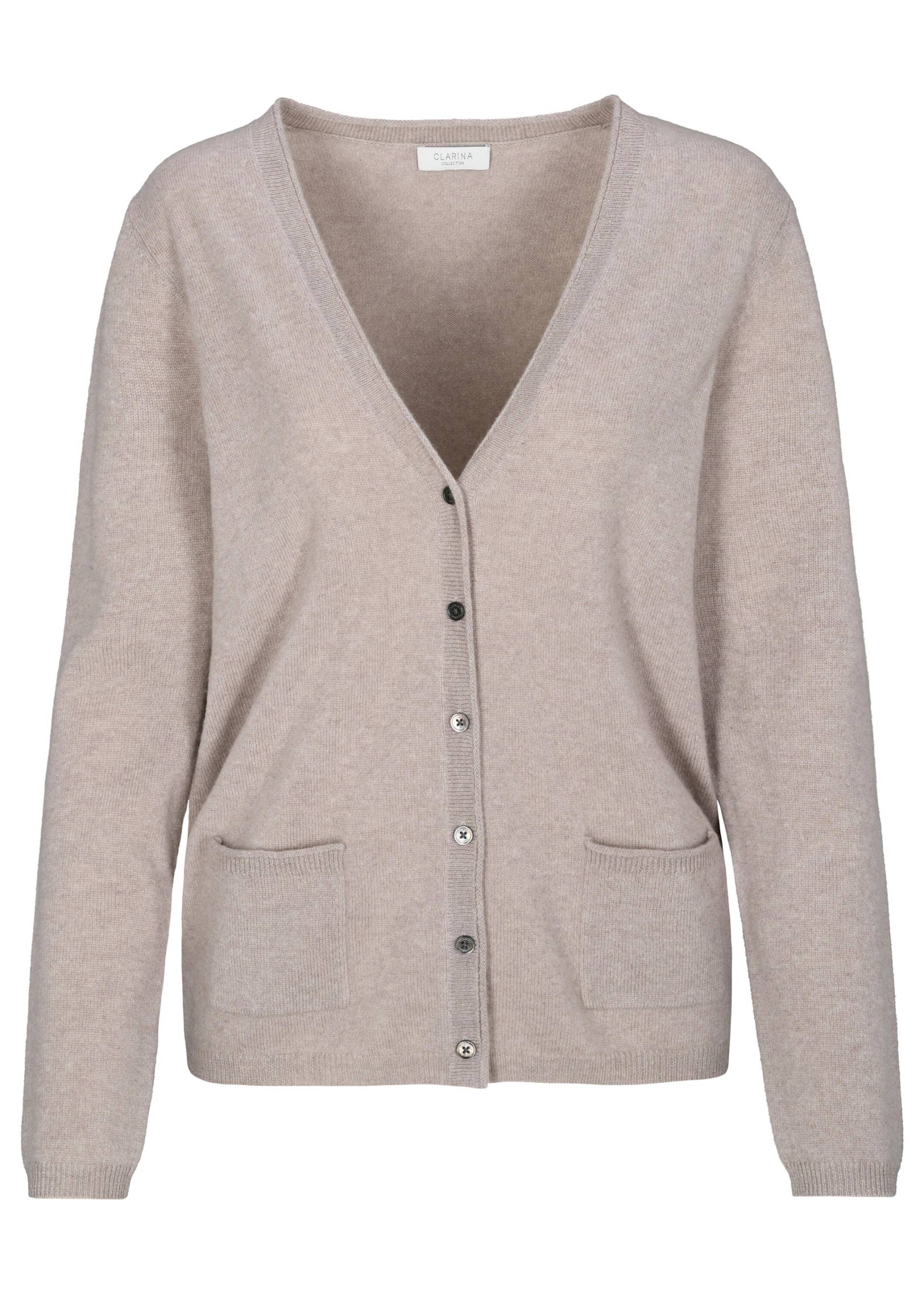 CLARINA - NOS V-Cardigan, 1/1 Arm, uni 202 sand mel. - Gr. - 48 von CLARINA