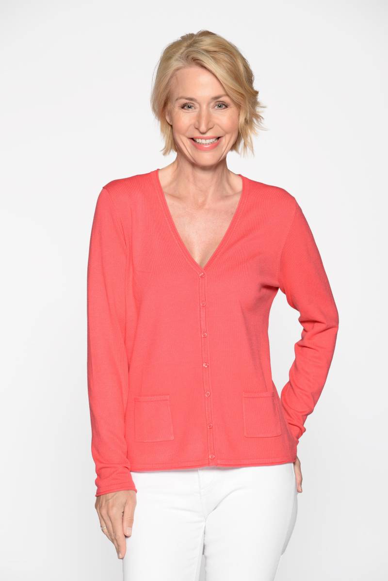 CLARINA - NOS V-Cardigan, 1/1 Arm, uni 451 geranie - Gr. - 40 von CLARINA