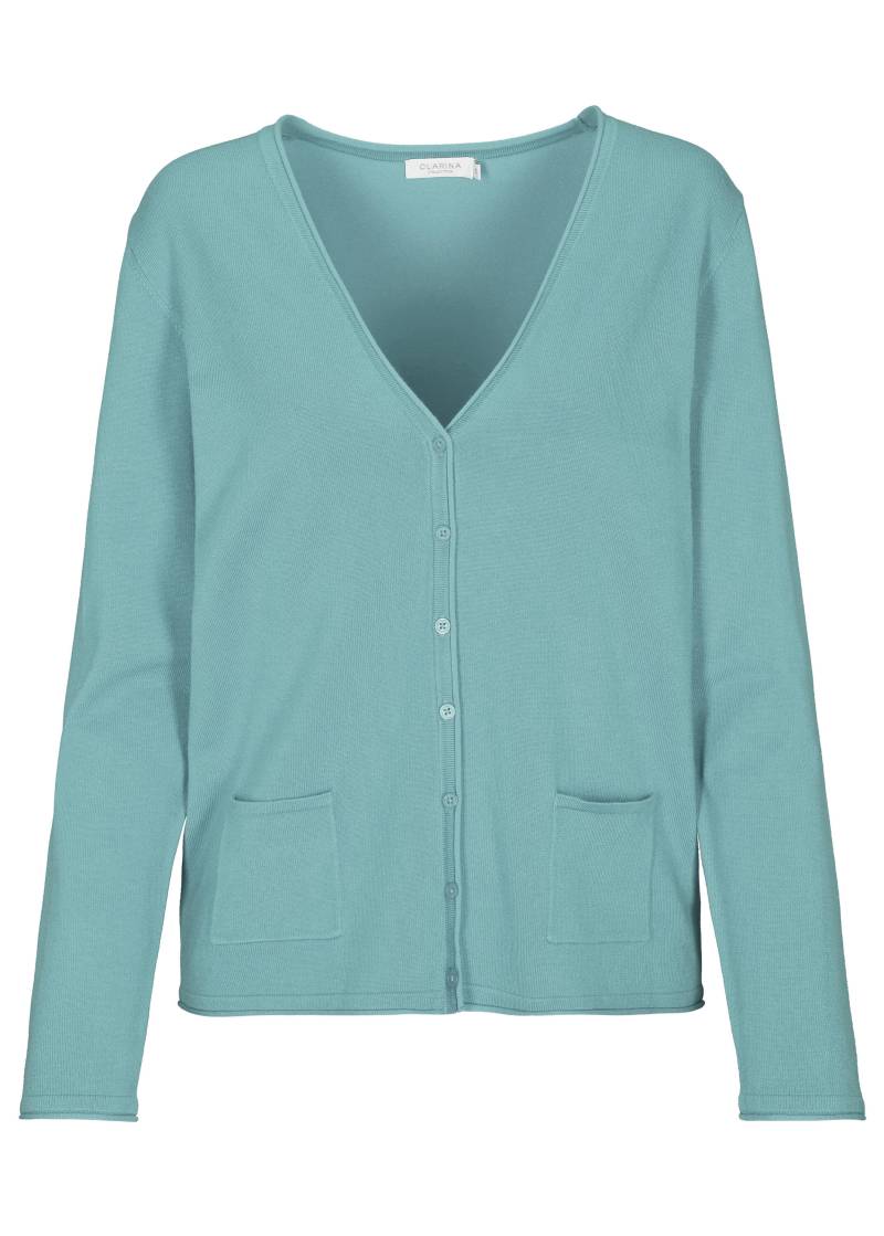 CLARINA - NOS V-Cardigan, 1/1 Arm, uni 545 ozean gruen - Gr. - 36 von CLARINA