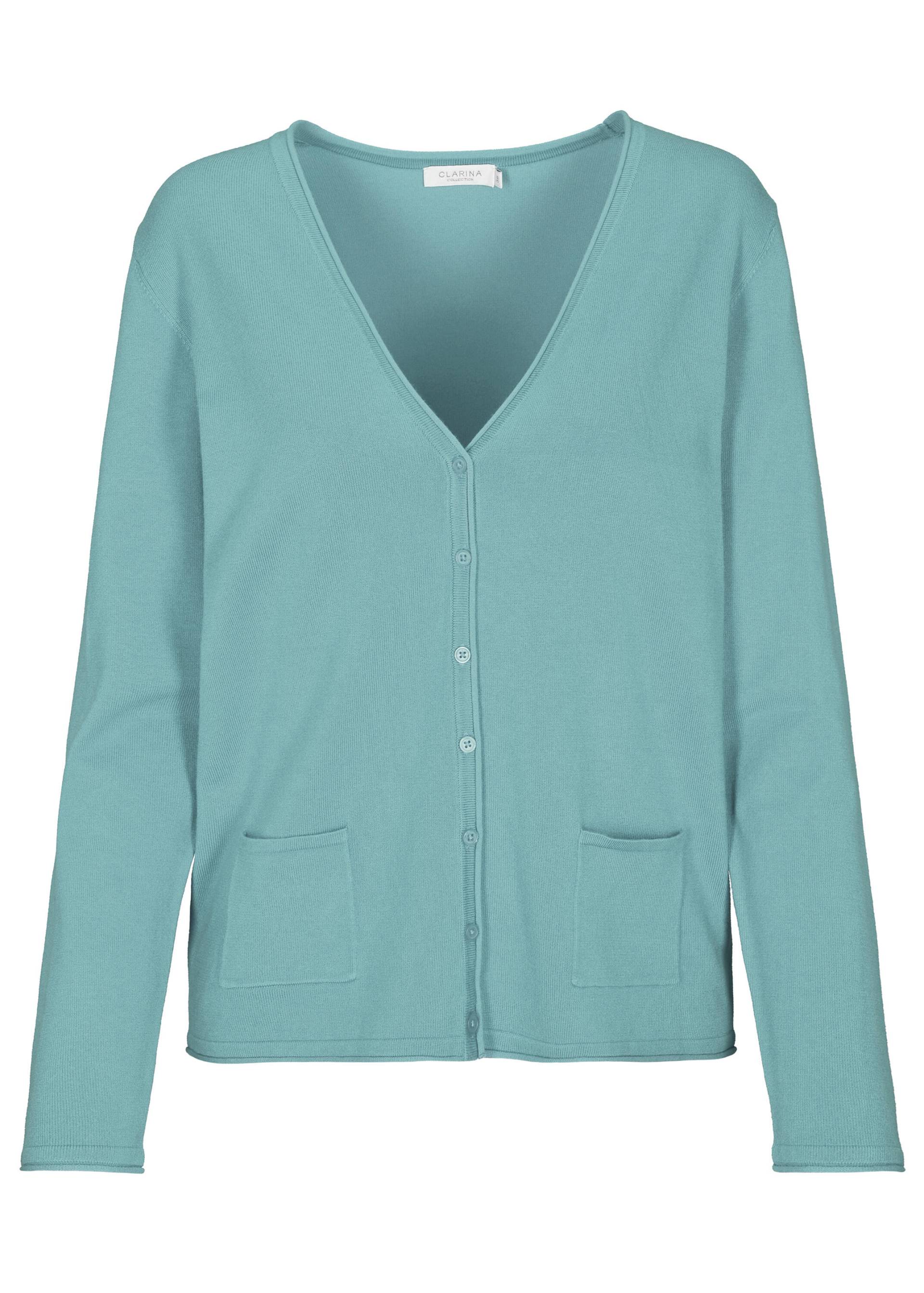 CLARINA - NOS V-Cardigan, 1/1 Arm, uni 545 ozean gruen - Gr. - 38 von CLARINA