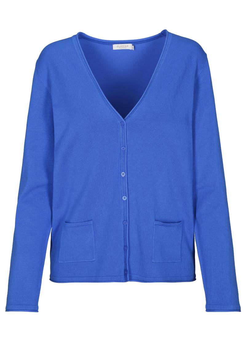 CLARINA - NOS V-Cardigan, 1/1 Arm, uni 604 himmelblau - Gr. - 44 von CLARINA