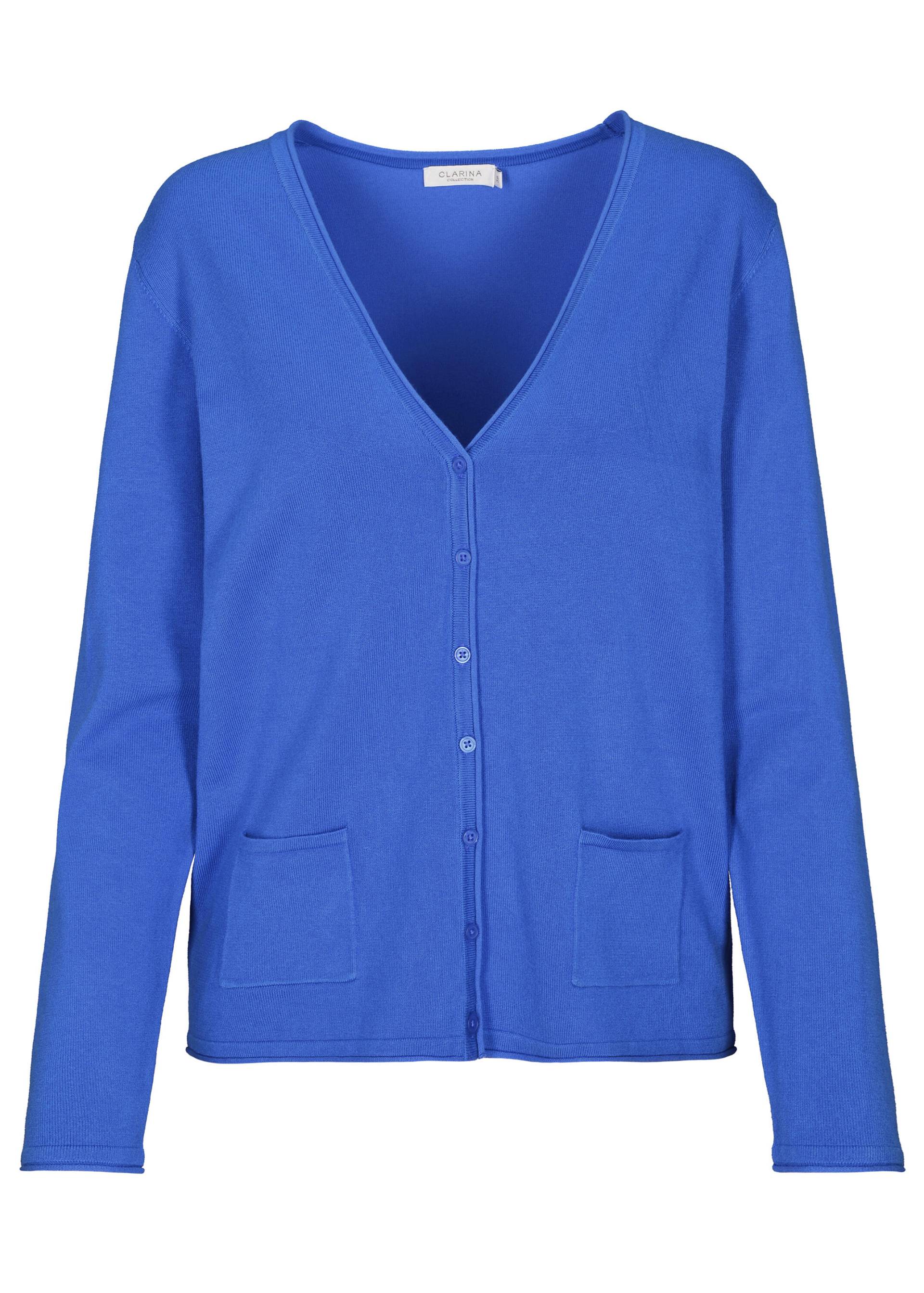CLARINA - NOS V-Cardigan, 1/1 Arm, uni 604 himmelblau - Gr. - 46 von CLARINA