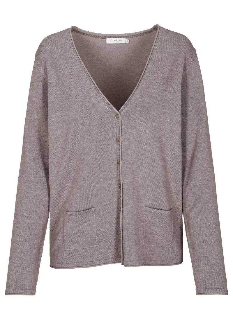 CLARINA - NOS V-Cardigan, 1/1 Arm, uni 743 mokka mel. - Gr. - 36 von CLARINA