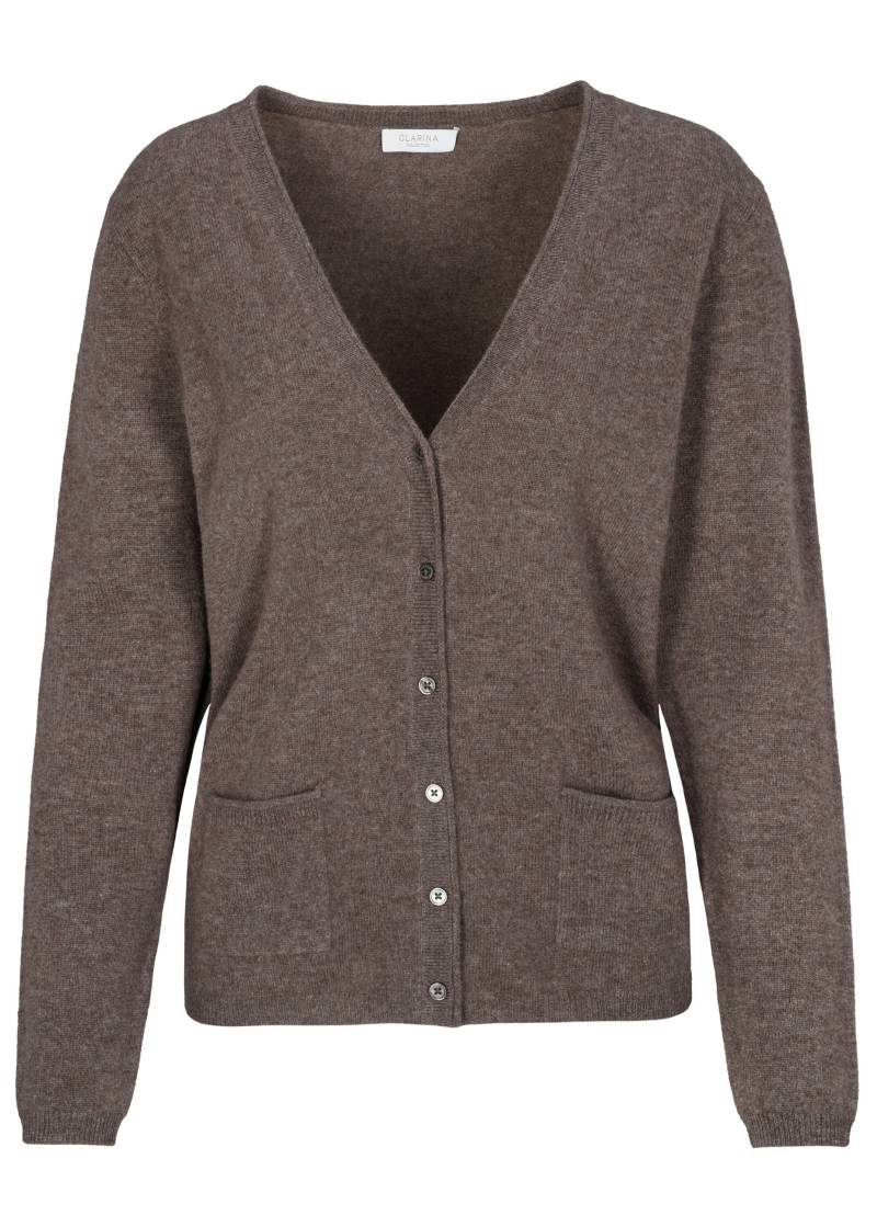 CLARINA - NOS V-Cardigan, 1/1 Arm, uni 743 mokka mel. - Gr. - 44 von CLARINA