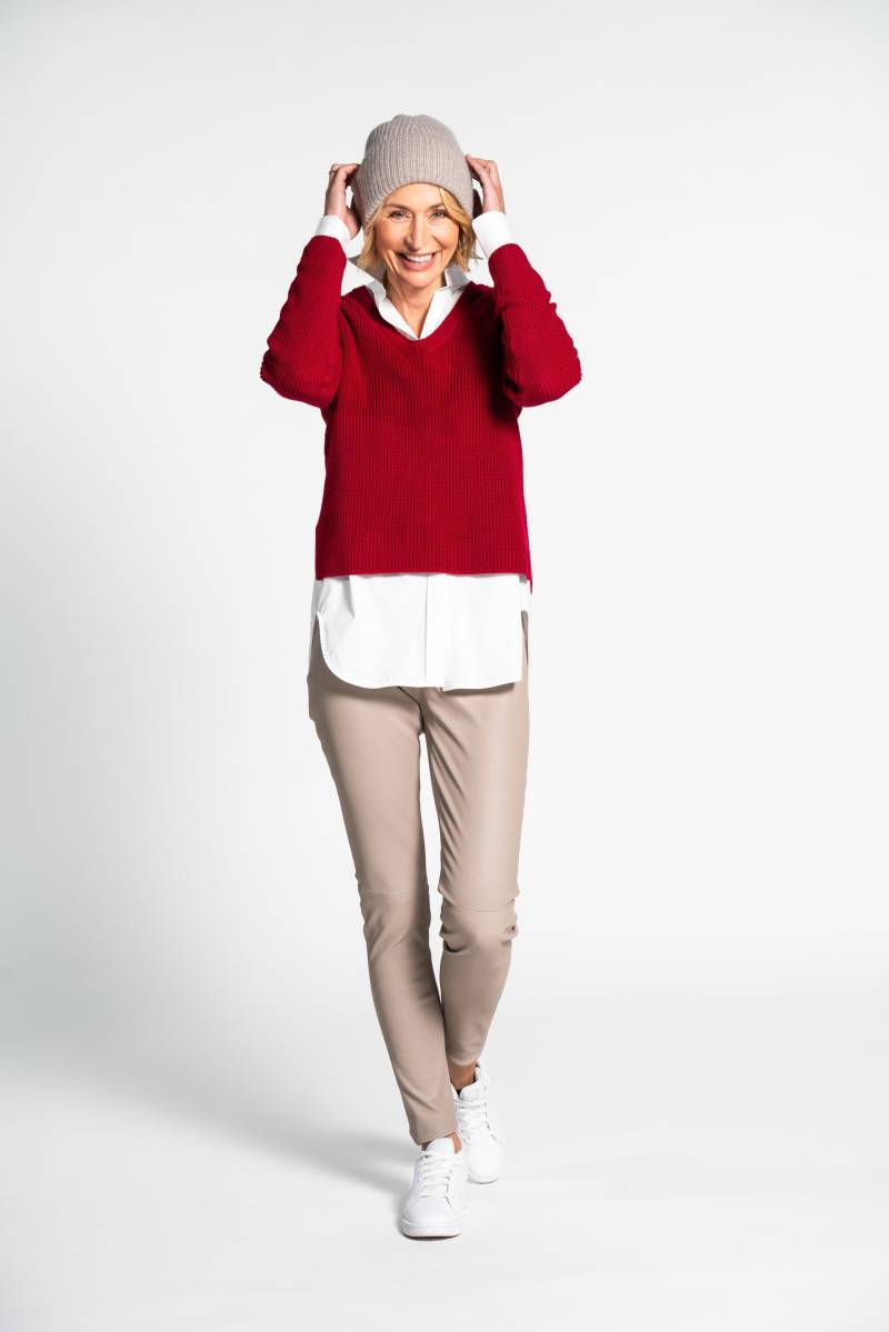 CLARINA - NOS V-Pullover, 1/1 Arm, uni 444 beere - Gr. - 36 von CLARINA