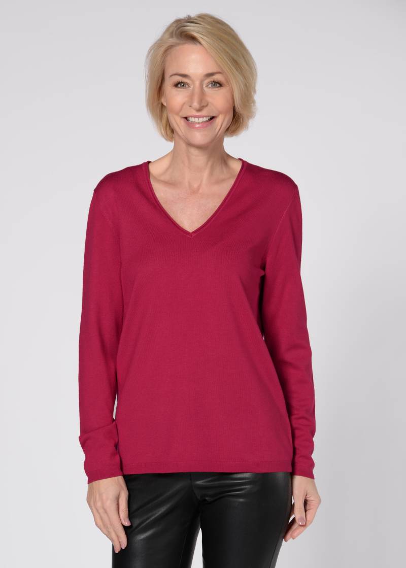 CLARINA - NOS V-Pullover, 1/1 Arm, uni 444 beere - Gr. - 46 von CLARINA