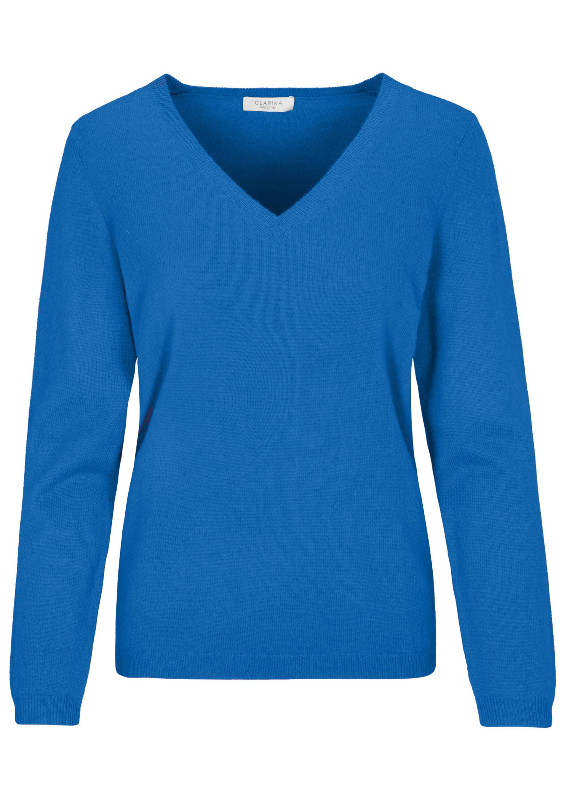CLARINA - NOS V-Pullover, 1/1 Arm, uni 604 himmelblau - Gr. - 44 von CLARINA