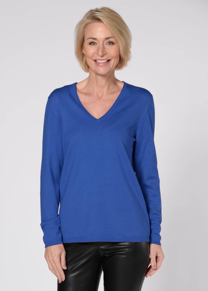 CLARINA - NOS V-Pullover, 1/1 Arm, uni 604 himmelblau - Gr. - 46 von CLARINA