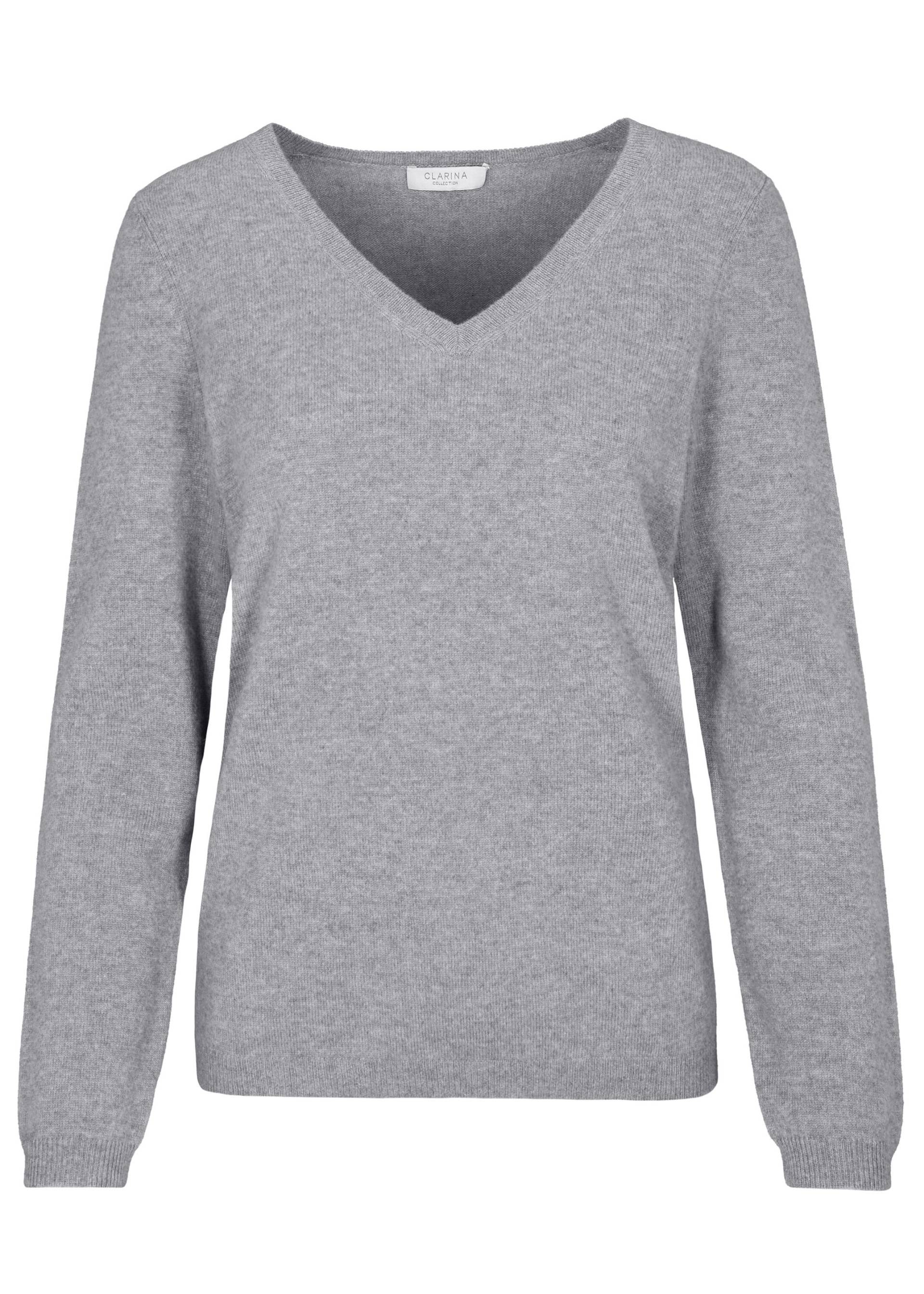 CLARINA - NOS V-Pullover, 1/1 Arm, uni 800 grau mel. - Gr. - 40 von CLARINA