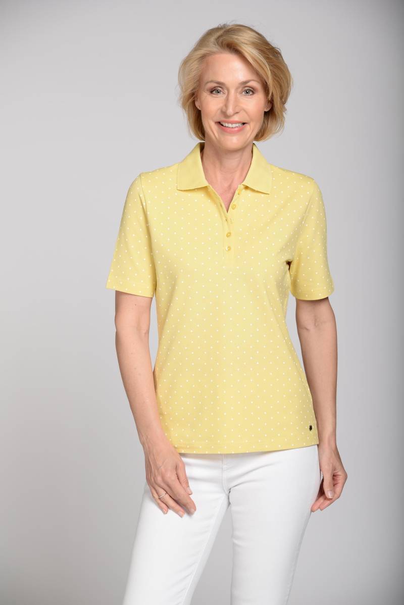 CLARINA - Polo-Shirt,1/2 Arm,Punkte,Piqu gelb-weiss - Gr. - 40 von CLARINA