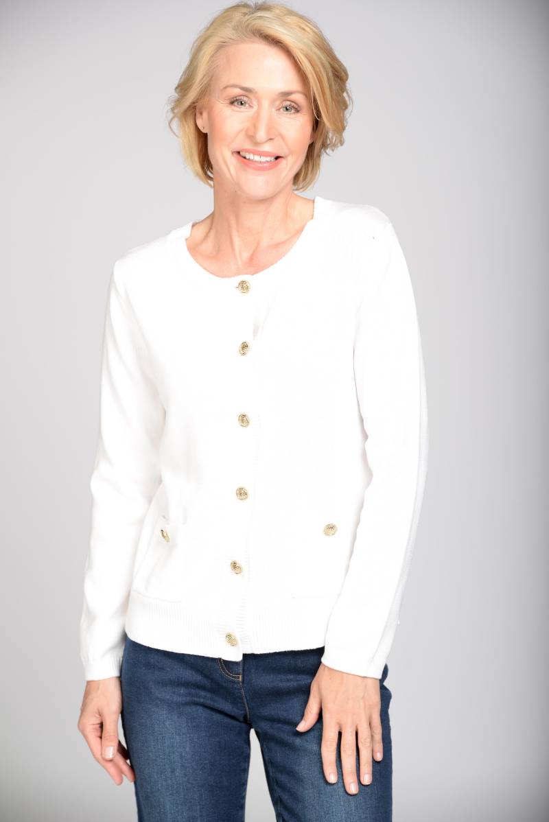 CLARINA - Rdh-Cardigan, 1/1 Arm, uni 102 offwhite - Gr. - 44 von CLARINA