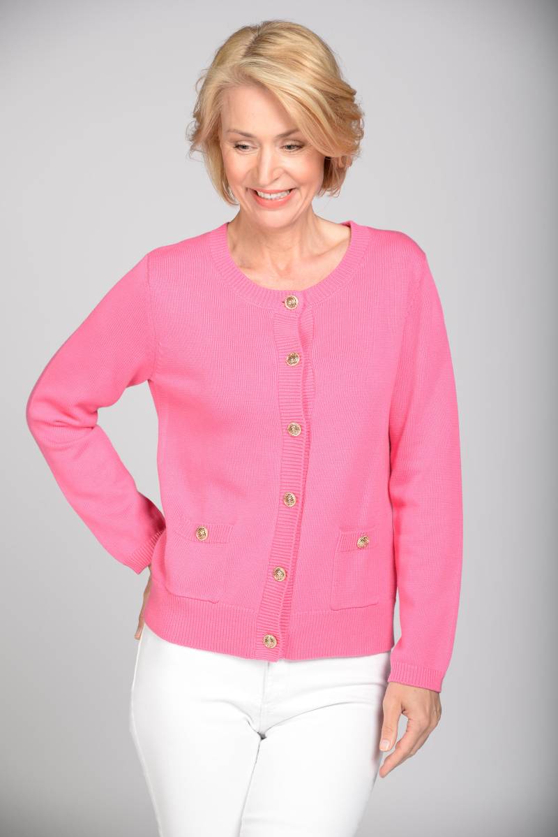 CLARINA - Rdh-Cardigan, 1/1 Arm, uni 415 pink - Gr. - 40 von CLARINA