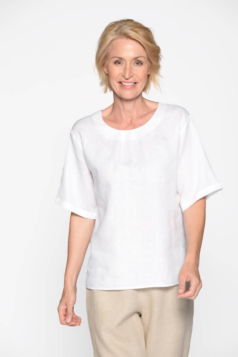 CLARINA - Rdh.-Bluse, 1/2 Arm, uni weiss - Gr. - 44 von CLARINA