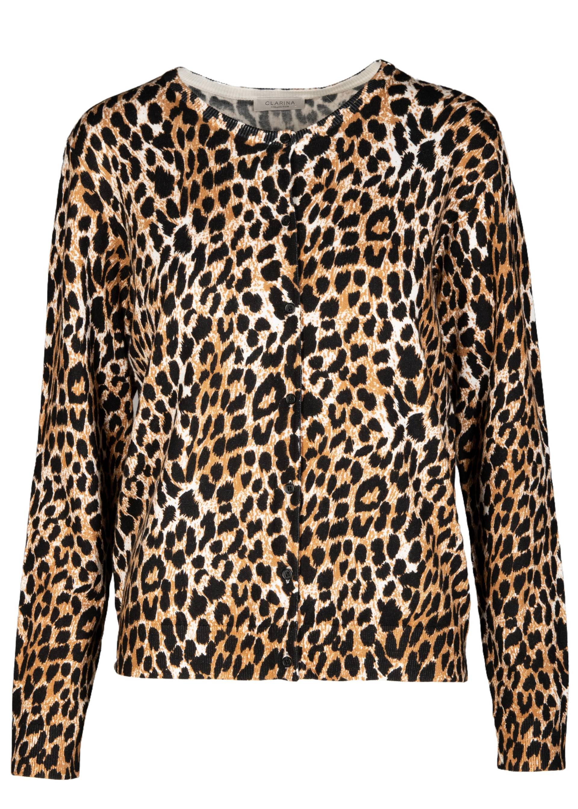 CLARINA - Rdh.-Cardigan, 1/1 Arm, Animal sand-schwarz combo - Gr. - 38 von CLARINA