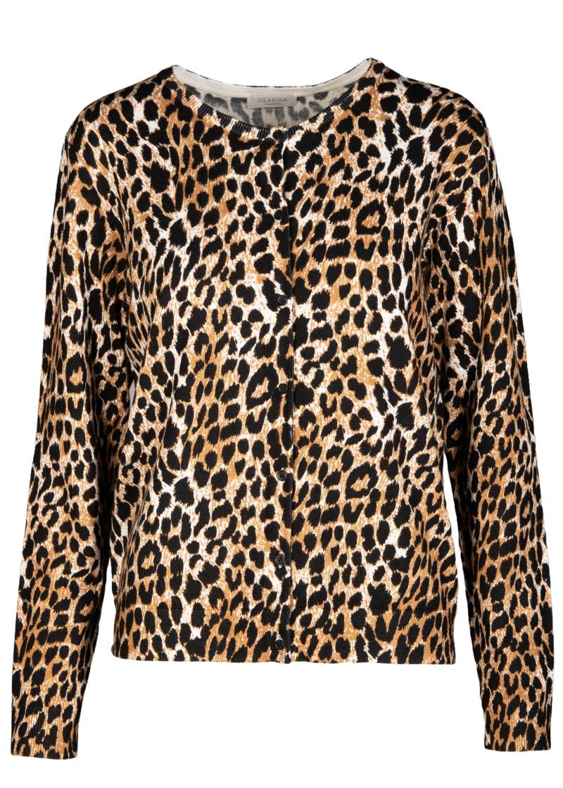 CLARINA - Rdh.-Cardigan, 1/1 Arm, Animal sand-schwarz combo - Gr. - 48 von CLARINA
