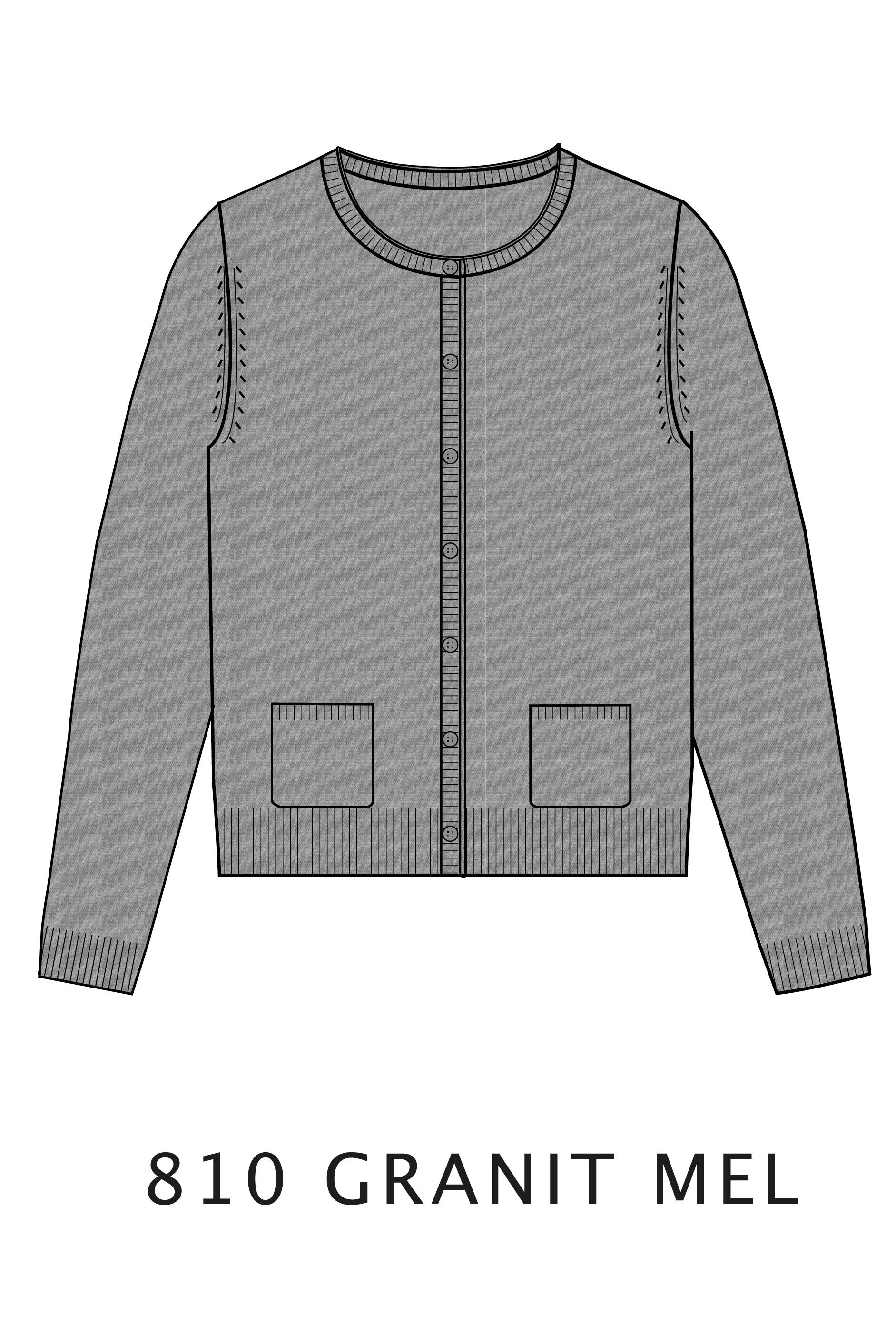 CLARINA - Rdh.-Cardigan, 1/1 Arm, uni 810 granit mel. - Gr. - 48 von CLARINA