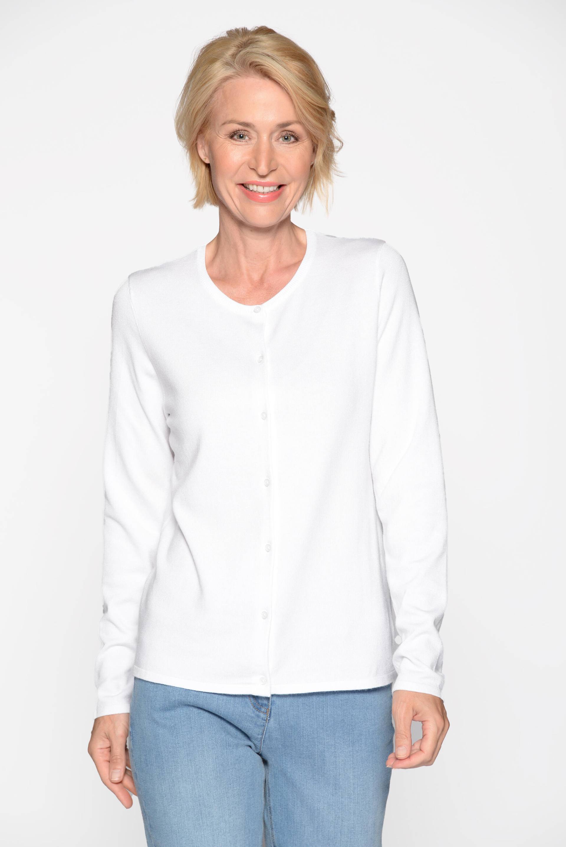 CLARINA - Rdh.-Cardigan, 1/1 Arm,uni 102 offwhite - Gr. - 40 von CLARINA