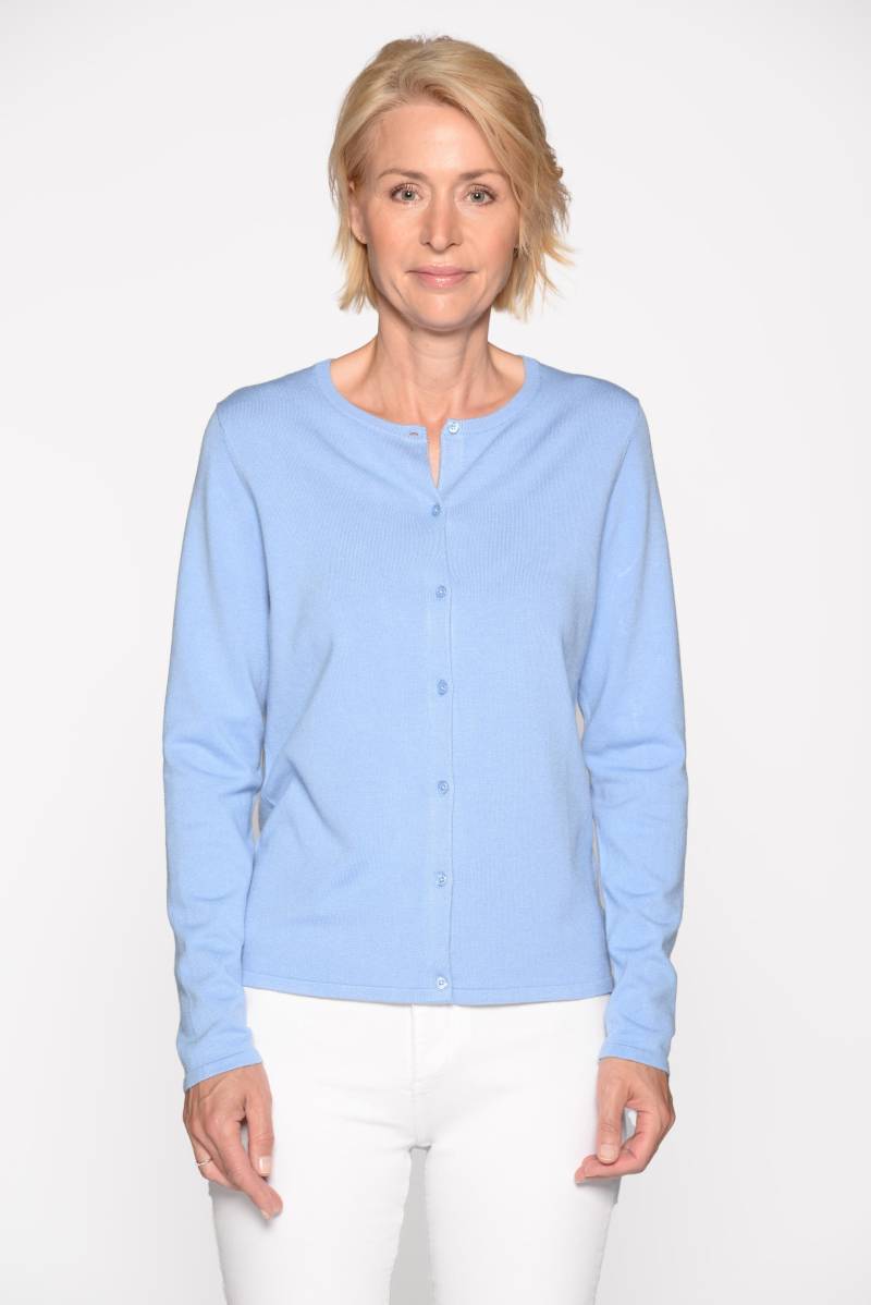 CLARINA - Rdh.-Cardigan, 1/1 Arm,uni 612 bleu - Gr. - 38 von CLARINA