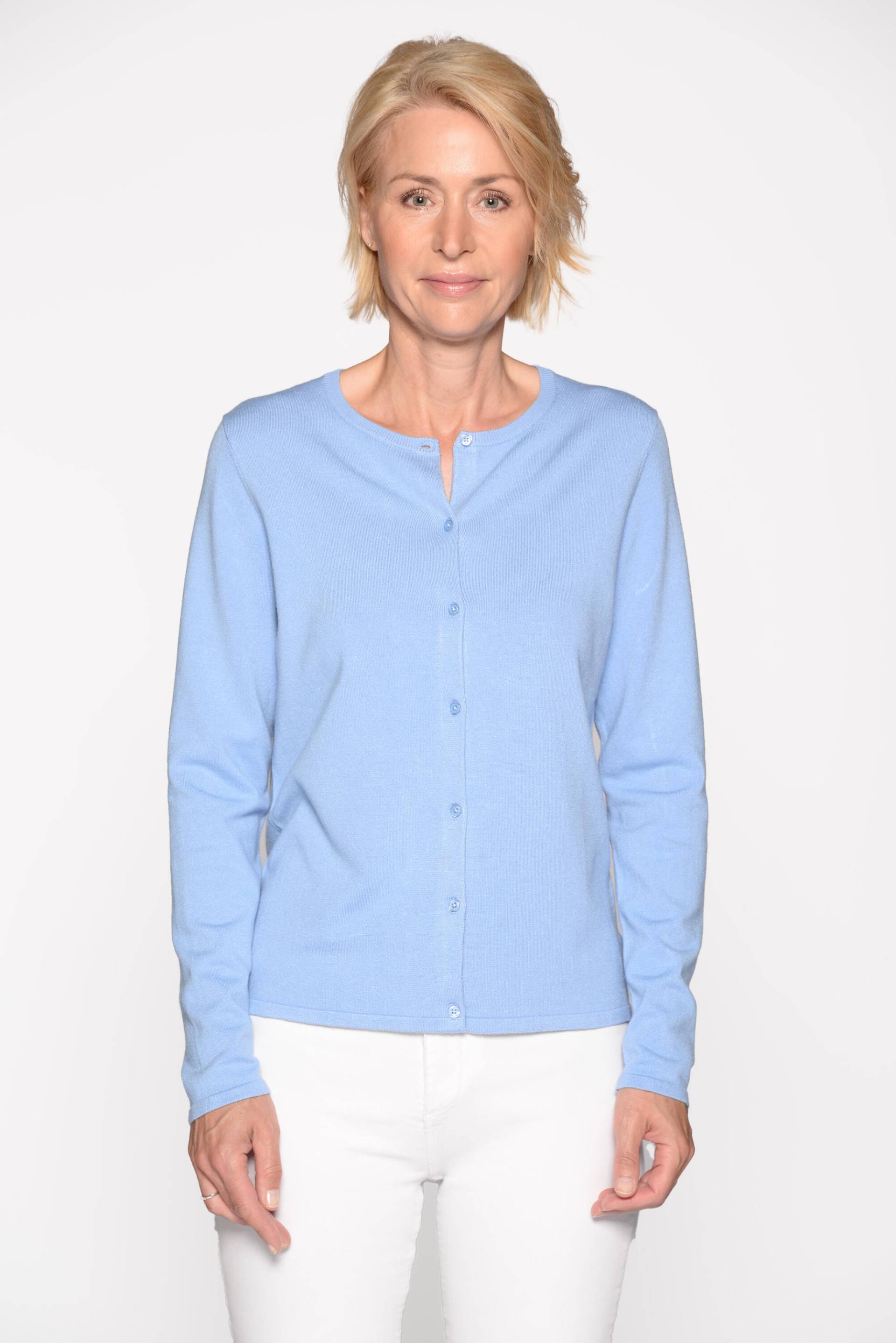 CLARINA - Rdh.-Cardigan, 1/1 Arm,uni 612 bleu - Gr. - 40 von CLARINA