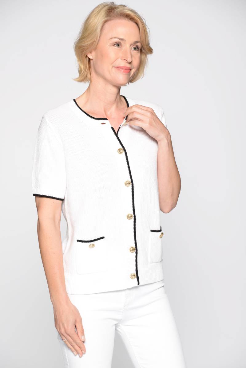 CLARINA - Rdh.-Cardigan, 1/2 Arm offwhite-schwarz - Gr. - 44 von CLARINA