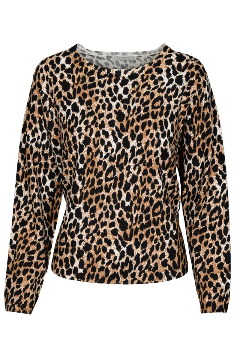 CLARINA - Rdh.-Pullover, 1/1 Arm, Animal sand-schwarz combo - Gr. - 42 von CLARINA