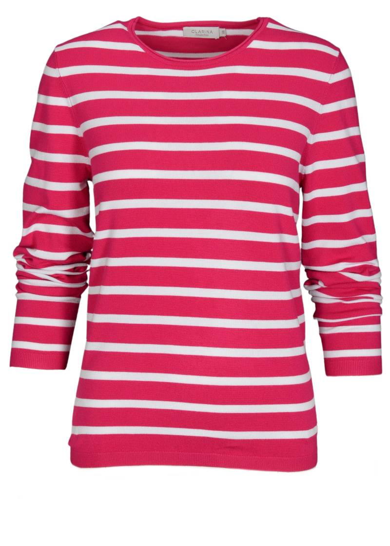 CLARINA - Rdh.-Pullover, 1/1 Arm, Ringel beere-offwhite - Gr. - 38 von CLARINA