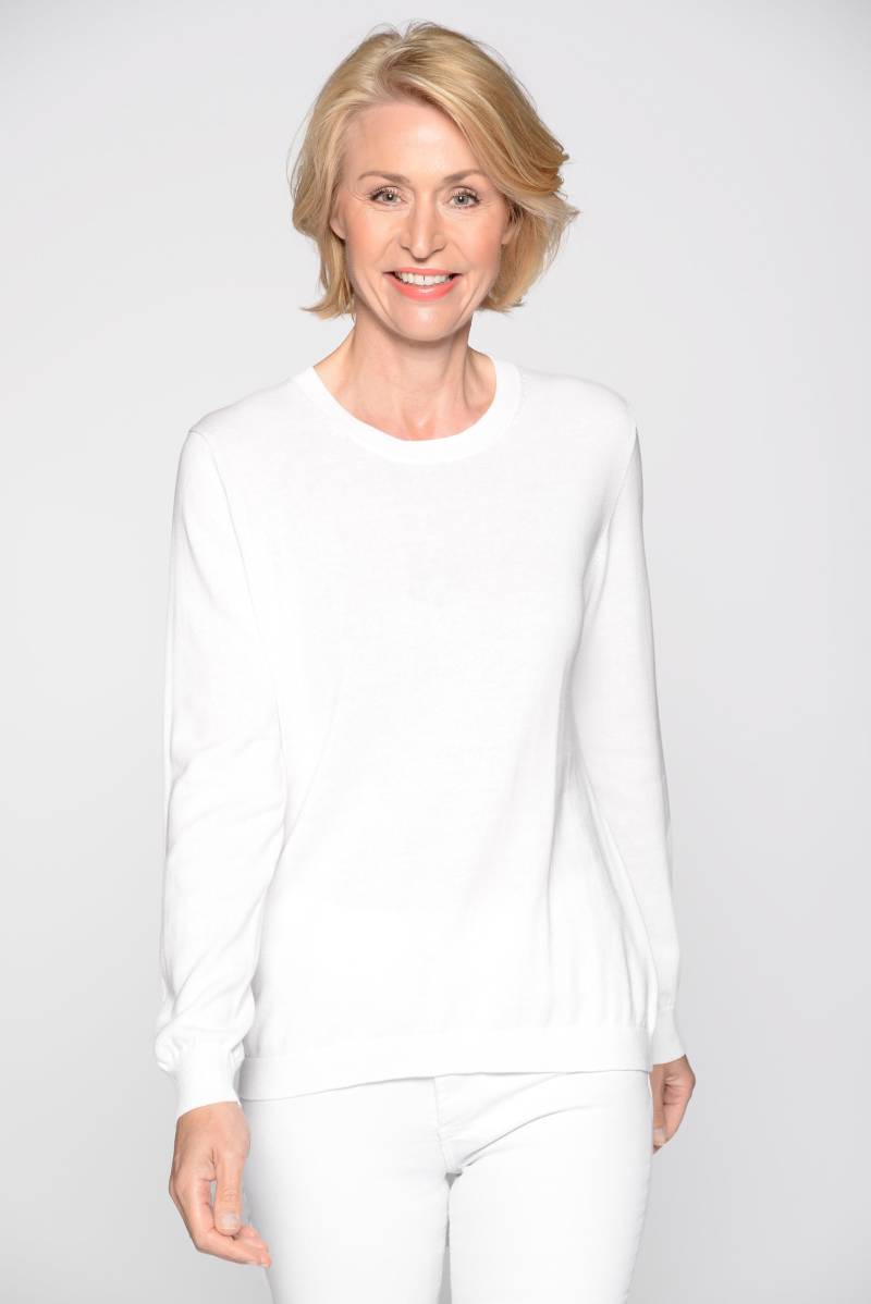 CLARINA - Rdh.-Pullover, 1/1 Arm, uni 102 offwhite - Gr. - 42 von CLARINA