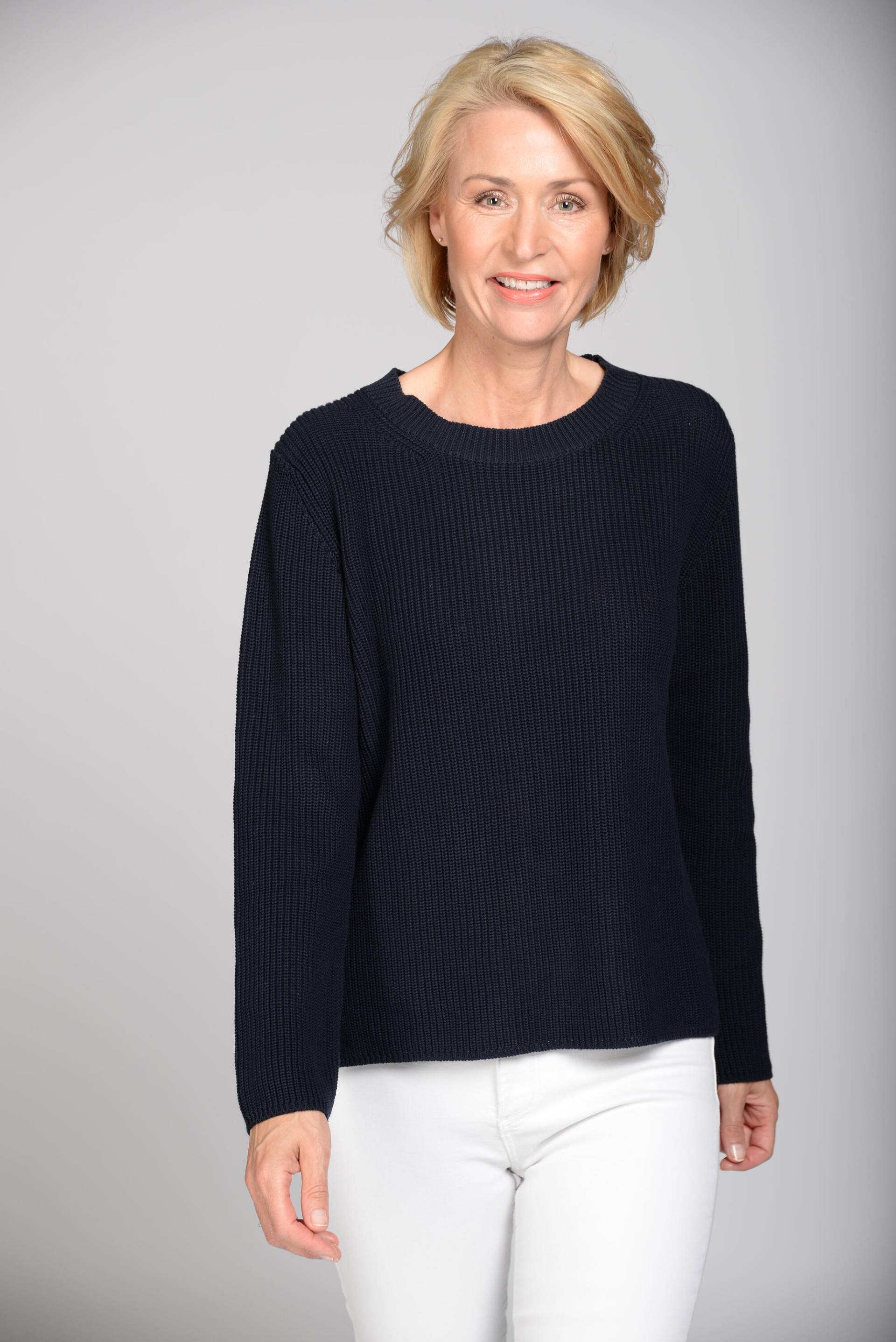 CLARINA - Rdh.-Pullover, 1/1 Arm, uni 623 marine - Gr. - 48 von CLARINA