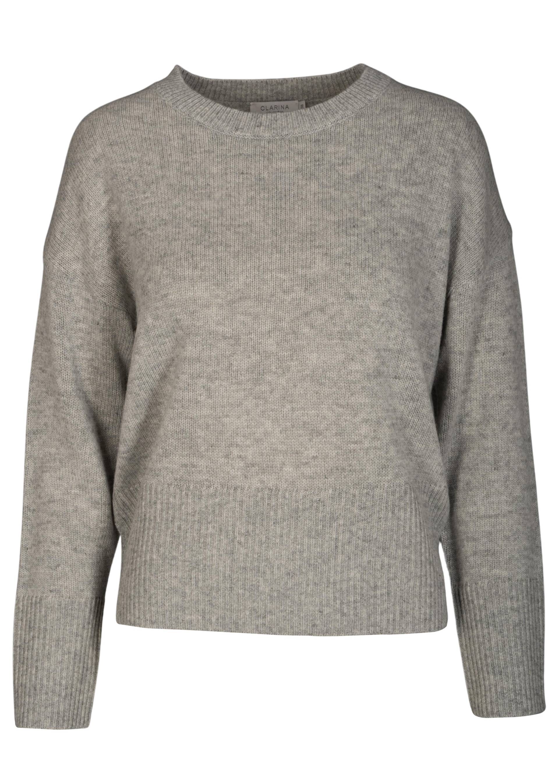 CLARINA - Rdh.-Pullover, 1/1 Arm, uni grau mel. - Gr. - 36 von CLARINA