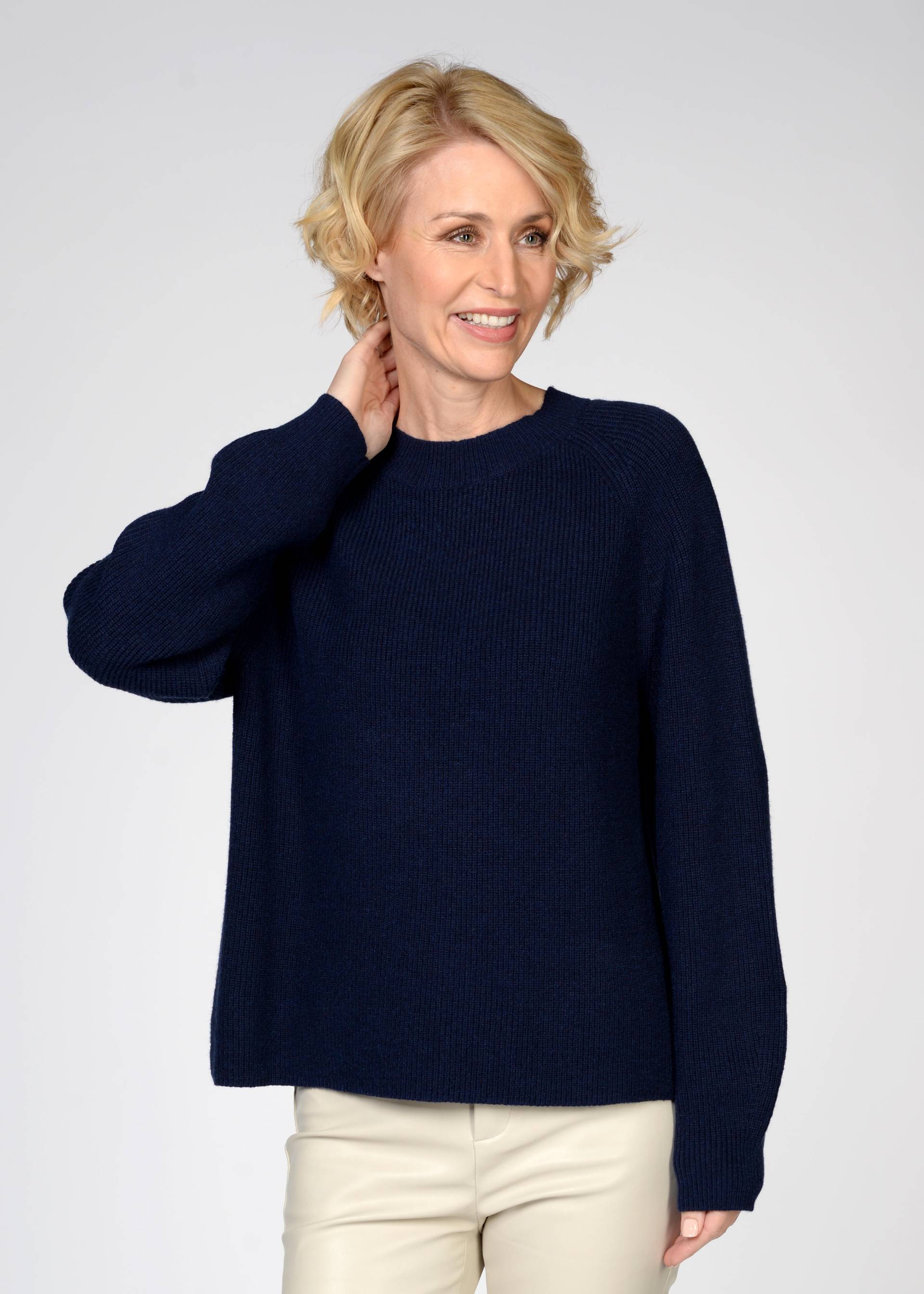CLARINA - Rdh.-Pullover, 1/1 Arm, uni marine - Gr. - 38 von CLARINA