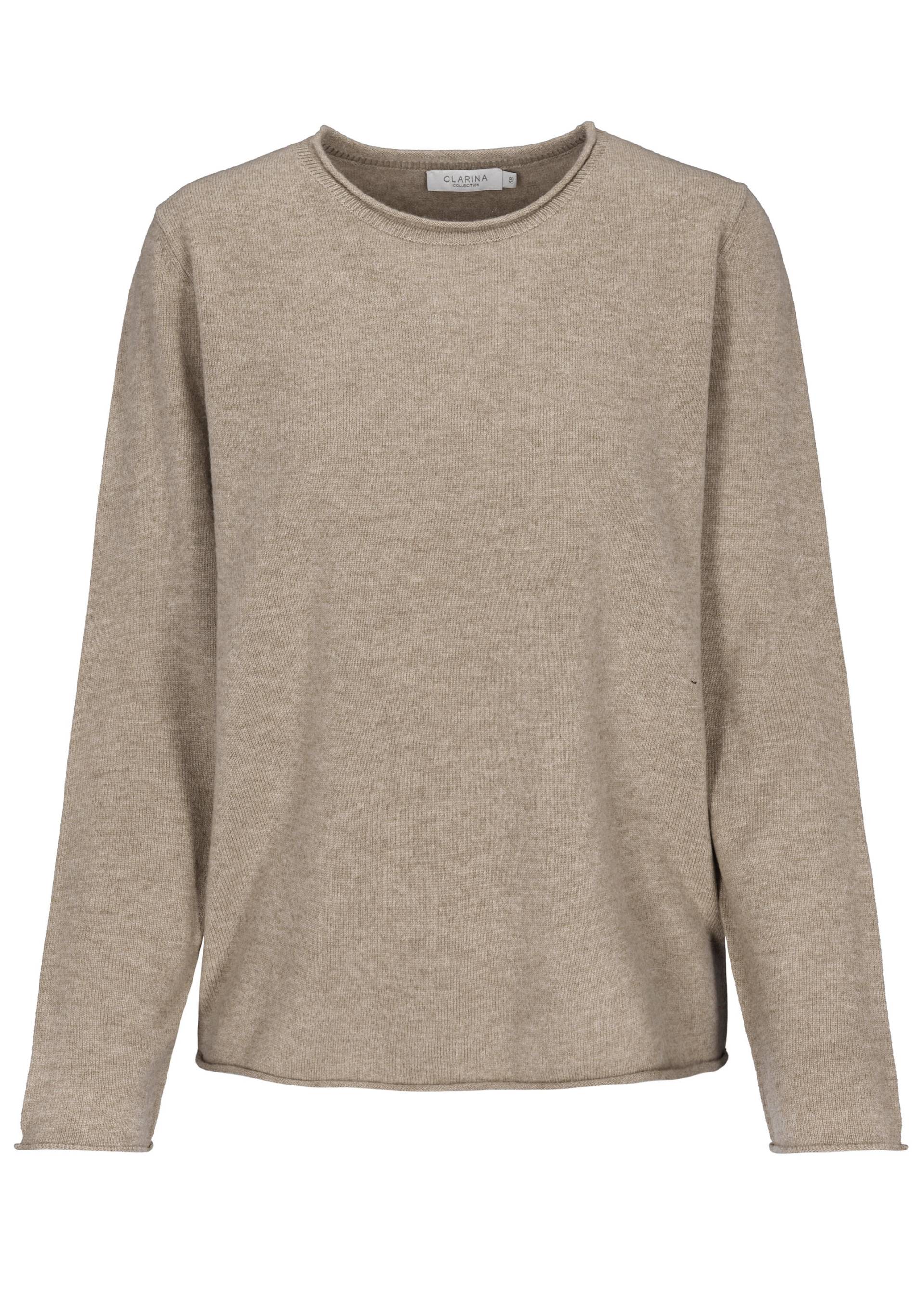 CLARINA - Rdh.-Pullover, 1/1 Arm, uni mokka mel. - Gr. - 38 von CLARINA