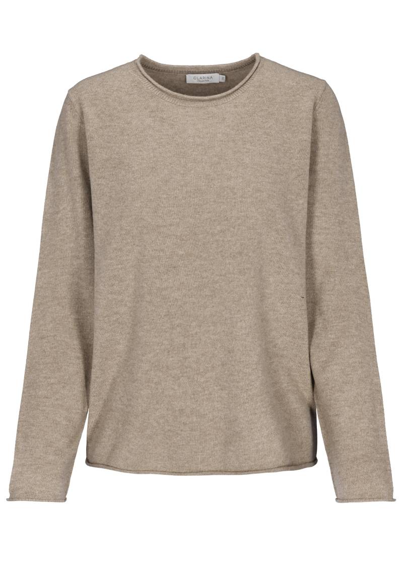 CLARINA - Rdh.-Pullover, 1/1 Arm, uni mokka mel. - Gr. - 38 von CLARINA