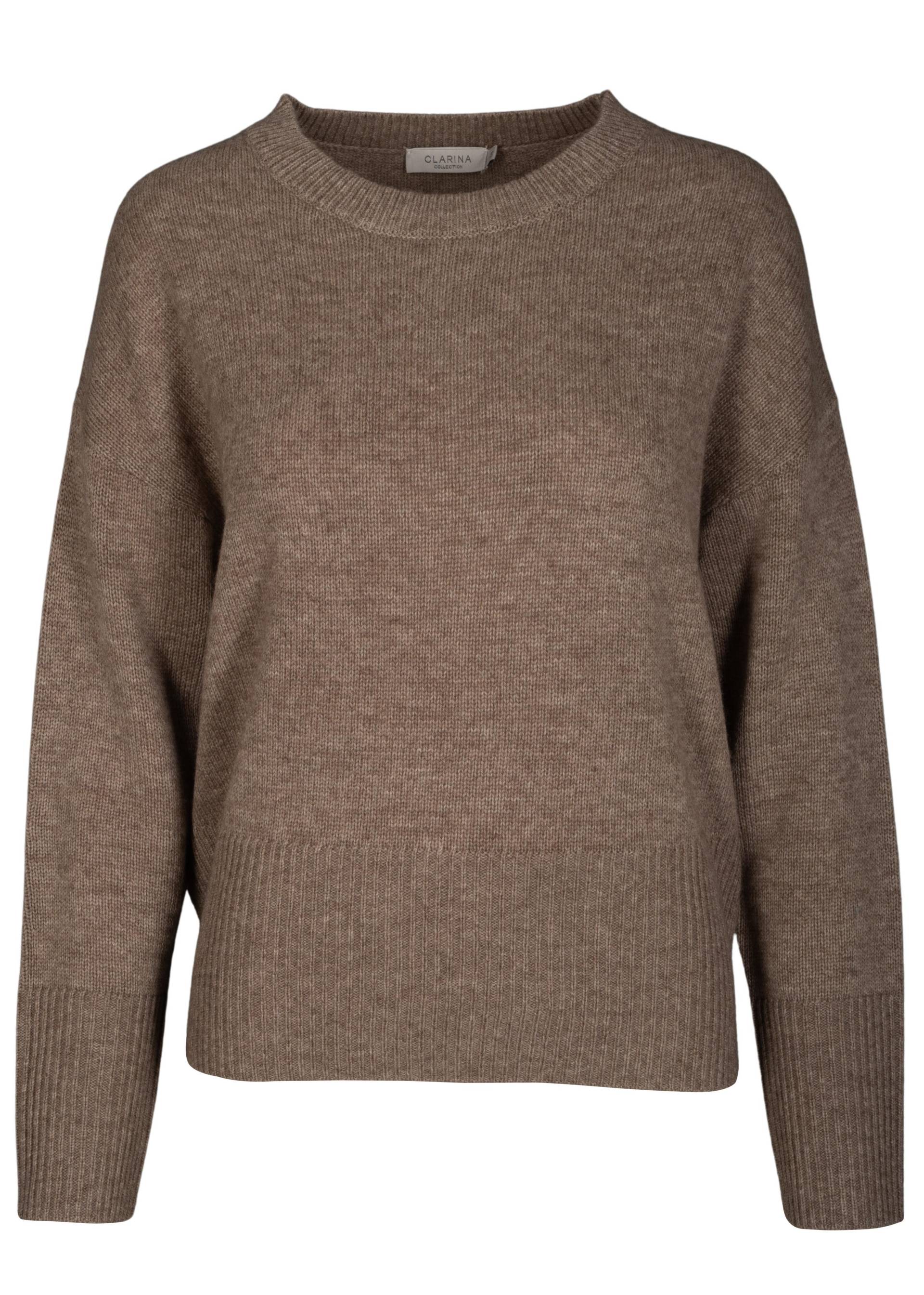 CLARINA - Rdh.-Pullover, 1/1 Arm, uni mokka mel. - Gr. - 42 von CLARINA