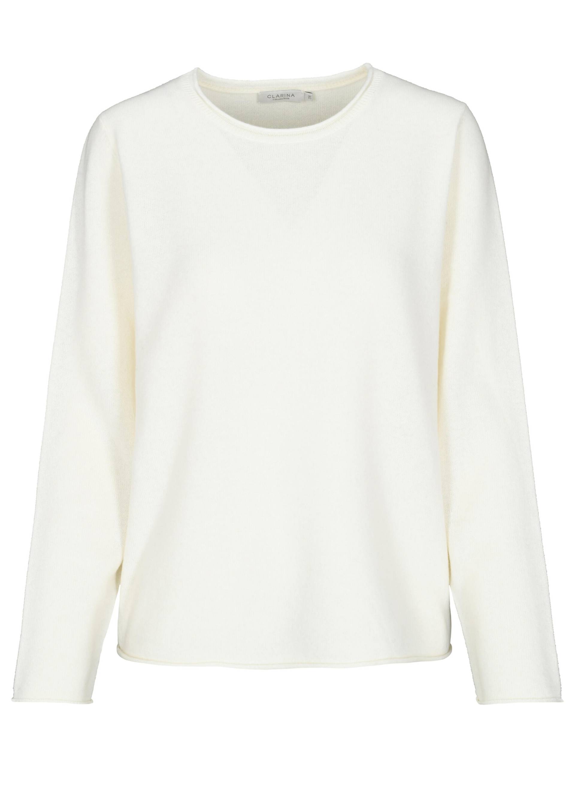 CLARINA - Rdh.-Pullover, 1/1 Arm, uni offwhite - Gr. - 40 von CLARINA