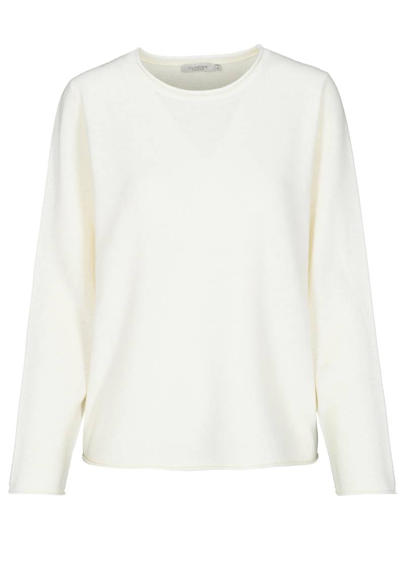 CLARINA - Rdh.-Pullover, 1/1 Arm, uni offwhite - Gr. - 40 von CLARINA