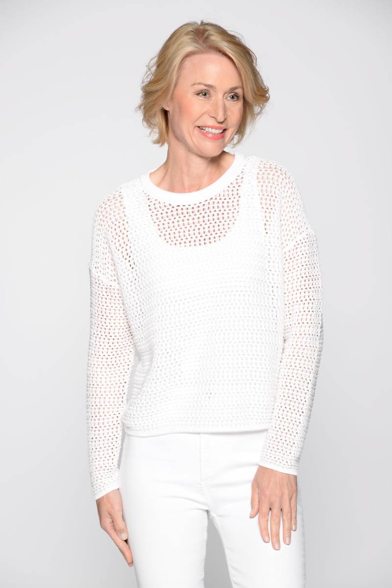 CLARINA - Rdh.-Pullover, 1/1 Arm, uni offwhite - Gr. - 42 von CLARINA