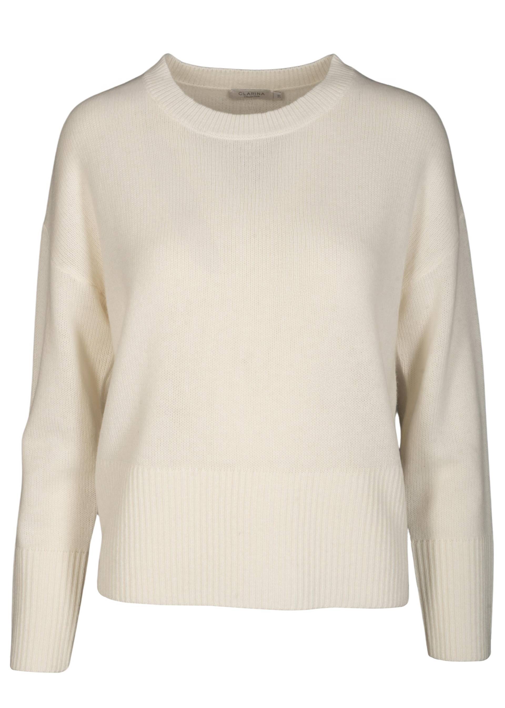 CLARINA - Rdh.-Pullover, 1/1 Arm, uni offwhite - Gr. - 46 von CLARINA