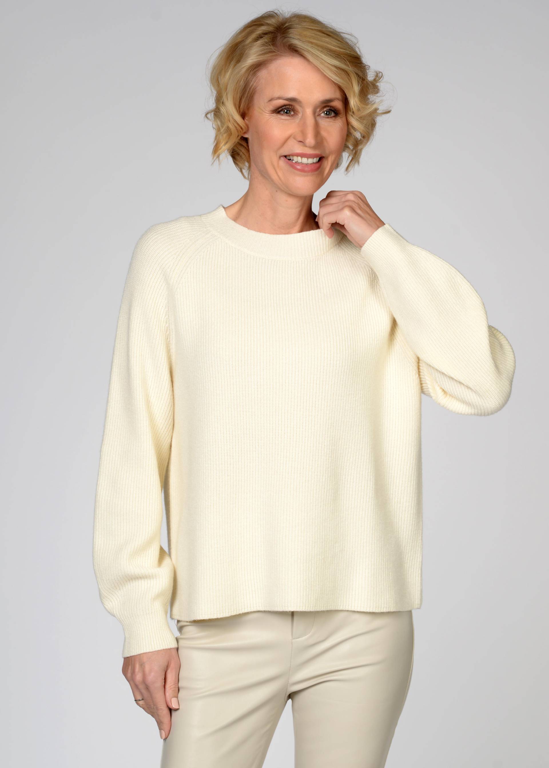 CLARINA - Rdh.-Pullover, 1/1 Arm, uni offwhite - Gr. - 46 von CLARINA
