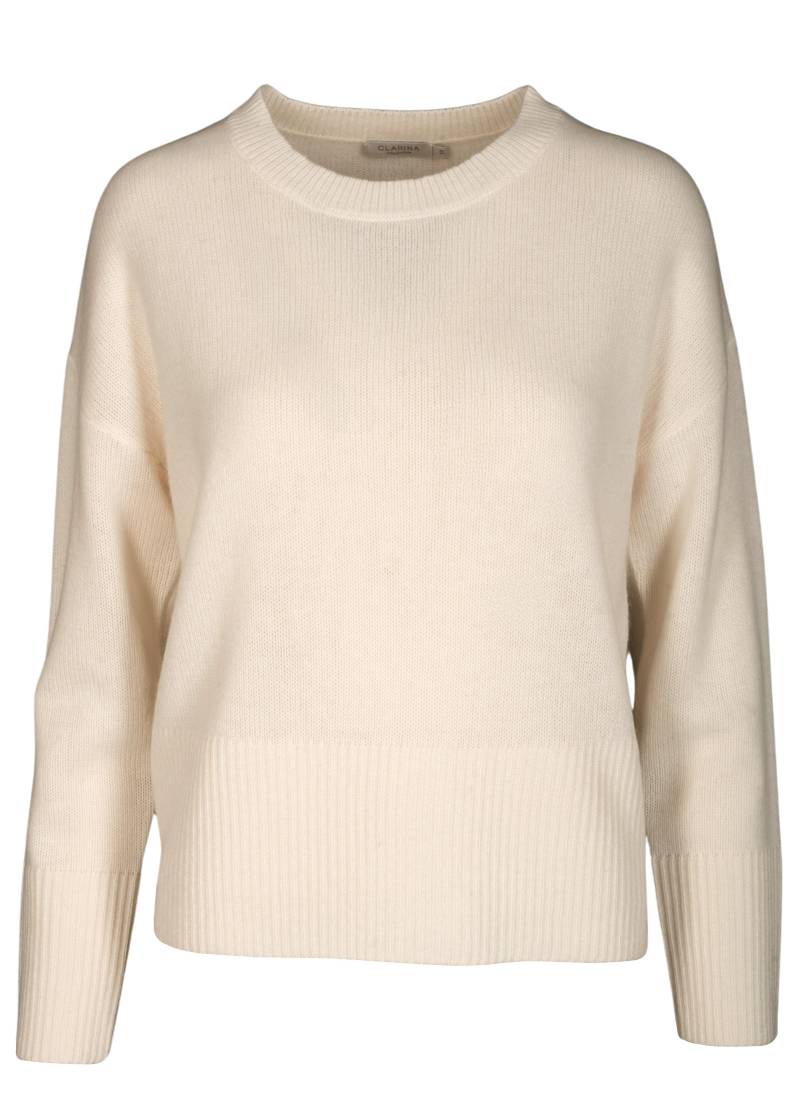 CLARINA - Rdh.-Pullover, 1/1 Arm, uni sand mel. - Gr. - 38 von CLARINA
