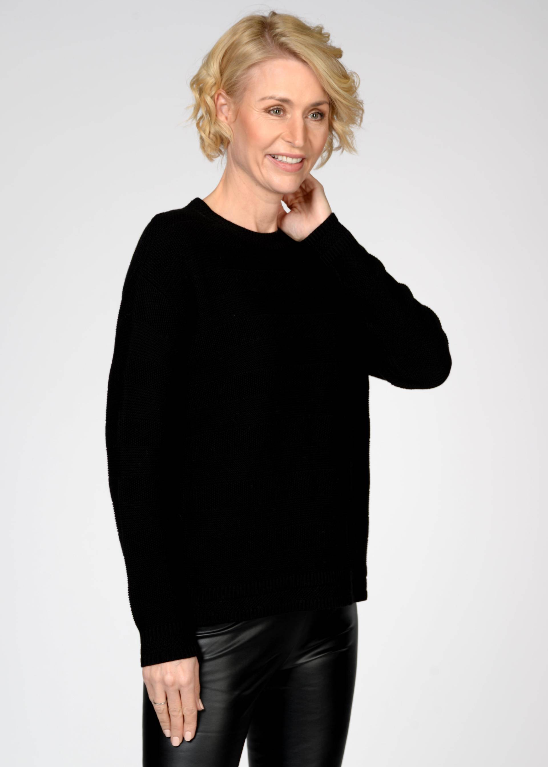 CLARINA - Rdh.-Pullover, 1/1 Arm, uni schwarz - Gr. - 46 von CLARINA